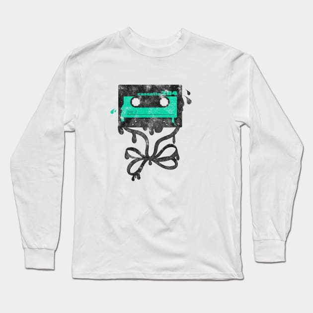 melting cassette shirt,audio cassette,cassette tape,old school,cassette party,retro cassette tape,vintage cassette tape Long Sleeve T-Shirt by theglaze